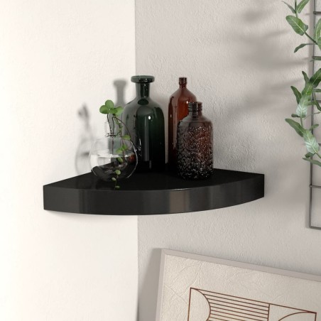 vidaXL Estante flotante de esquina MDF negro 25x25x3,8 cm