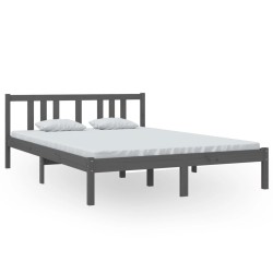 vidaXL Estructura de cama madera maciza gris 140x200 cm