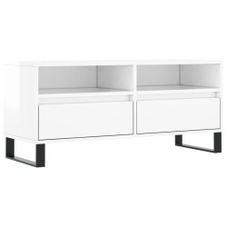 vidaXL Mueble de TV madera contrachapada blanco brillo 100x34,5x44,5cm