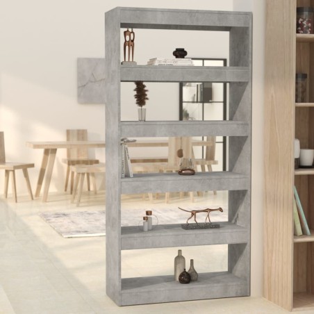 vidaXL Estantería/divisor madera ingeniería gris hormigón 80x30x166 cm