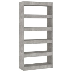 vidaXL Estantería/divisor madera ingeniería gris hormigón 80x30x166 cm
