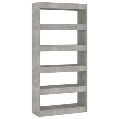 vidaXL Estantería/divisor madera ingeniería gris hormigón 80x30x166 cm