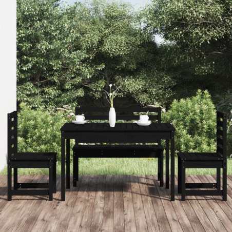 vidaXL Juego de comedor de jardín 4 piezas madera maciza pino negro
