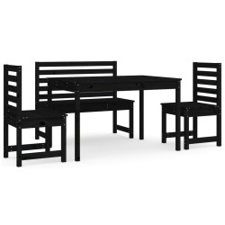 vidaXL Juego de comedor de jardín 4 piezas madera maciza pino negro
