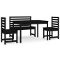 vidaXL Juego de comedor de jardín 4 piezas madera maciza pino negro vidaXL Juego de comedor de jardín 4 piezas madera maciza pino negro