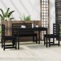 vidaXL Juego de comedor de jardín 4 piezas madera maciza pino negro vidaXL Juego de comedor de jardín 4 piezas madera maciza pino negro