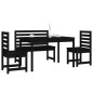 vidaXL Juego de comedor de jardín 4 piezas madera maciza pino negro vidaXL Juego de comedor de jardín 4 piezas madera maciza pino negro