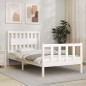 vidaXL Estructura de cama con cabecero madera maciza blanco 100x200 cm