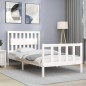 vidaXL Estructura de cama con cabecero madera maciza blanco 100x200 cm