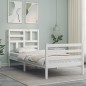 vidaXL Estructura de cama individual con cabecero madera maciza blanco vidaXL Estructura de cama individual con cabecero madera maciza blanco
