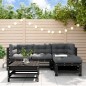 vidaXL Juego de muebles de jardín 5 pzas y cojines madera maciza negro vidaXL Juego de muebles de jardín 5 pzas y cojines madera maciza negro