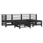 vidaXL Juego de muebles de jardín 5 pzas y cojines madera maciza negro vidaXL Juego de muebles de jardín 5 pzas y cojines madera maciza negro