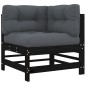 vidaXL Juego de muebles de jardín 5 pzas y cojines madera maciza negro vidaXL Juego de muebles de jardín 5 pzas y cojines madera maciza negro