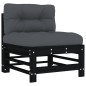 vidaXL Juego de muebles de jardín 5 pzas y cojines madera maciza negro vidaXL Juego de muebles de jardín 5 pzas y cojines madera maciza negro
