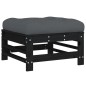 vidaXL Juego de muebles de jardín 5 pzas y cojines madera maciza negro vidaXL Juego de muebles de jardín 5 pzas y cojines madera maciza negro