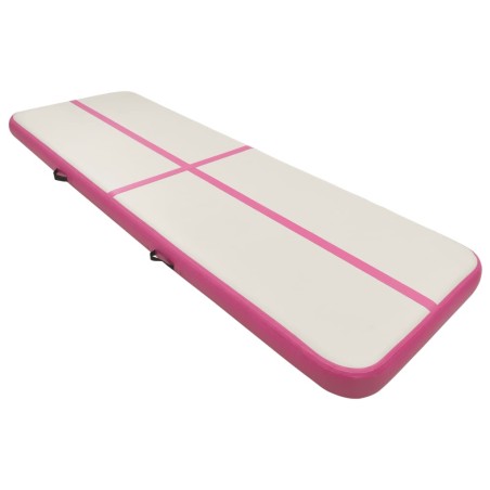 vidaXL Esterilla inflable de gimnasia con bomba PVC rosa 500x100x20 cm
