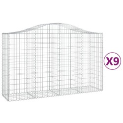 vidaXL Cestas de gaviones 9 uds forma de arco hierro 200x50x120/140 cm