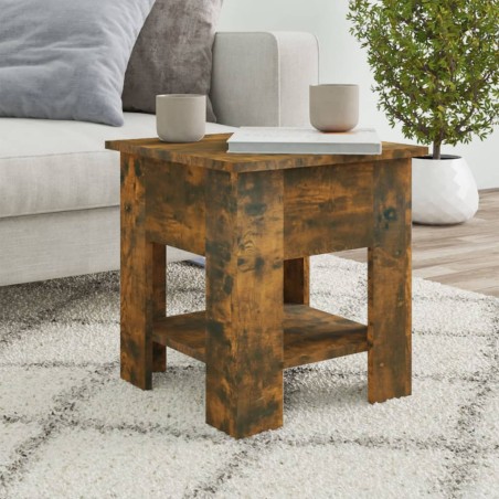 vidaXL Mesa de centro madera de ingeniería roble ahumado 40x40x42 cm
