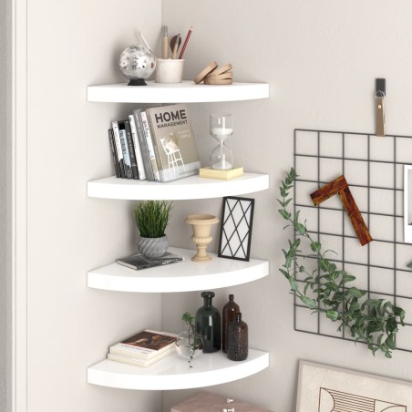 vidaXL Estante flotante de pared 4 uds MDF blanco brillo 35x35x3,8 cm