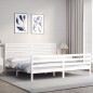 vidaXL Estructura de cama con cabecero madera maciza blanco 200x200 cm