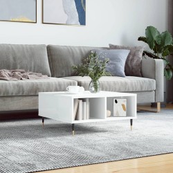 vidaXL Mesa de centro madera de ingeniería blanco brillo 60x60x30 cm