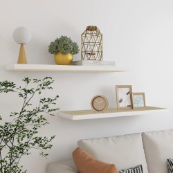 vidaXL Estante flotante pared 2 uds blanco y roble MDF 90x23,5x3,8 cm