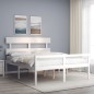 vidaXL Cama personas mayores cabecero madera maciza blanco 160x200 cm vidaXL Cama personas mayores cabecero madera maciza blanco 160x200 cm