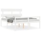 vidaXL Cama personas mayores cabecero madera maciza blanco 160x200 cm vidaXL Cama personas mayores cabecero madera maciza blanco 160x200 cm