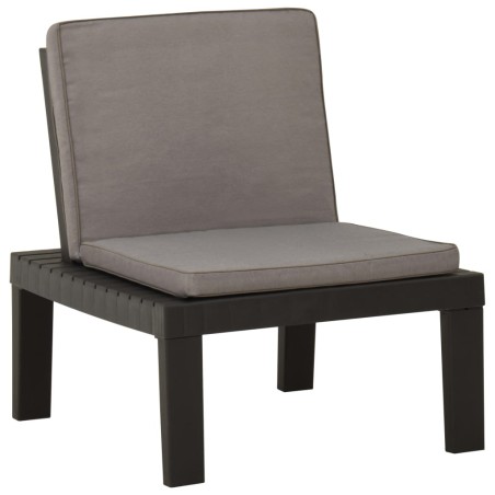 vidaXL Silla de jardín con cojín plástico gris