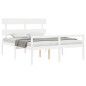 vidaXL Cama personas mayores cabecero madera maciza blanco 160x200 cm vidaXL Cama personas mayores cabecero madera maciza blanco 160x200 cm