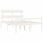 vidaXL Cama personas mayores cabecero madera maciza blanco 160x200 cm vidaXL Cama personas mayores cabecero madera maciza blanco 160x200 cm