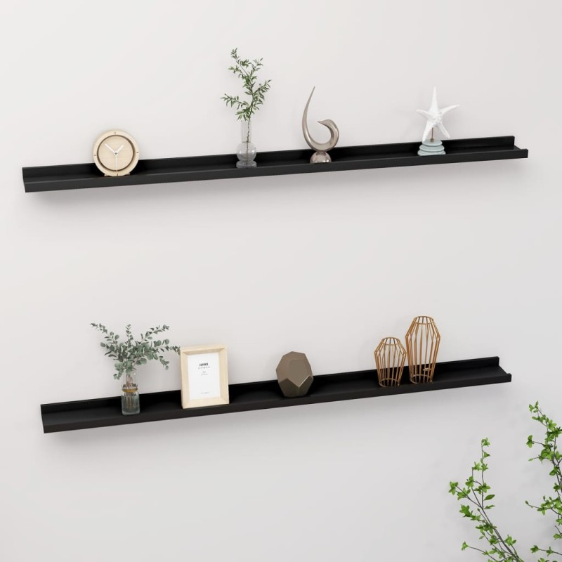 vidaXL Estantes de pared 2 unidades negro 115x9x3 cm vidaXL Estantes de pared 2 unidades negro 115x9x3 cm