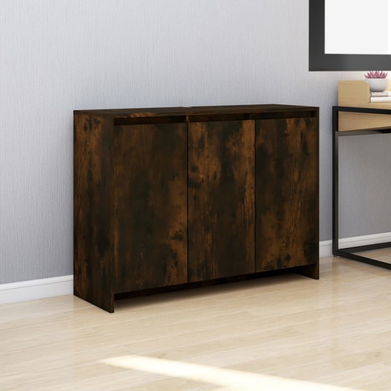 vidaXL Aparador de madera de ingeniería roble ahumado 102x33x75 cm vidaXL Aparador de madera de ingeniería roble ahumado 102x33x75 cm