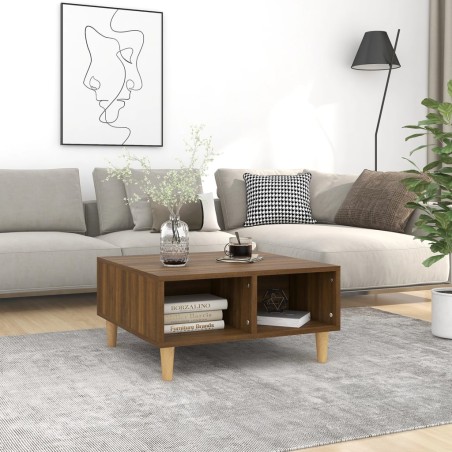 vidaXL Mesa de centro madera de ingeniería roble marrón 60x60x30 cm
