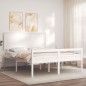 vidaXL Cama matrimonio personas mayores cabecero madera maciza blanco vidaXL Cama matrimonio personas mayores cabecero madera maciza blanco