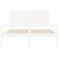 vidaXL Cama matrimonio personas mayores cabecero madera maciza blanco vidaXL Cama matrimonio personas mayores cabecero madera maciza blanco