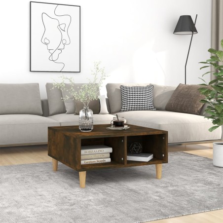 vidaXL Mesa de centro madera de ingeniería roble ahumado 60x60x30 cm