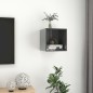 vidaXL Armario de pared madera contrachapada gris brillo 37x37x37 cm vidaXL Armario de pared madera contrachapada gris brillo 37x37x37 cm