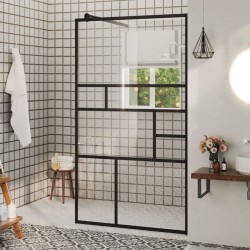 vidaXL Mampara ducha accesible vidrio ESG transparente negro 90x195 cm