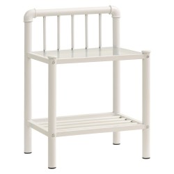 vidaXL Mesita de noche metal vidrio blanco transparente 45x34,5x62,5cm