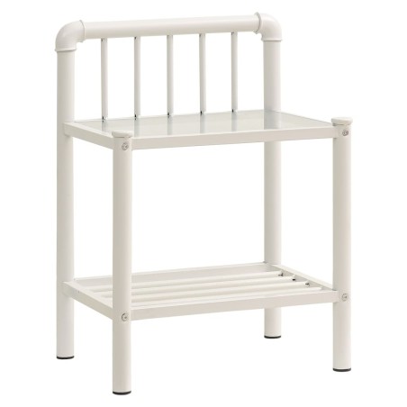 vidaXL Mesita de noche metal vidrio blanco transparente 45x34,5x62,5cm