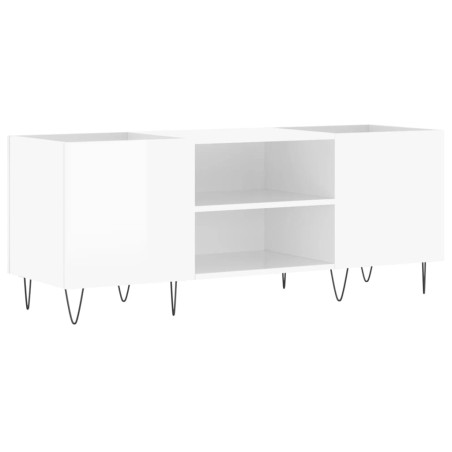 vidaXL Mueble discos madera contrachapada blanco brillo 121x38x48 cm