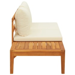 vidaXL Banco de jardín y mesa cojines crema madera maciza de acacia