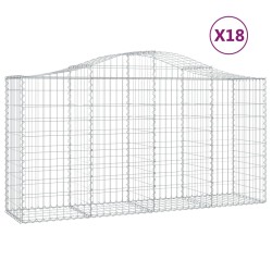 vidaXL Cestas de gaviones 18 uds forma de arco hierro 200x50x100/120cm