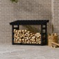 vidaXL Leñero de madera maciza de pino negro 108x64,5x78 cm vidaXL Leñero de madera maciza de pino negro 108x64,5x78 cm