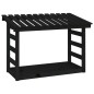 vidaXL Leñero de madera maciza de pino negro 108x64,5x78 cm vidaXL Leñero de madera maciza de pino negro 108x64,5x78 cm