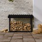vidaXL Leñero de madera maciza de pino negro 108x64,5x78 cm vidaXL Leñero de madera maciza de pino negro 108x64,5x78 cm