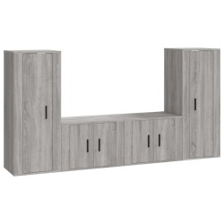 vidaXL Set de muebles para TV 4 pzas madera contrachapada gris Sonoma