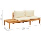 vidaXL Banco de jardín y mesa cojines crema madera maciza de acacia