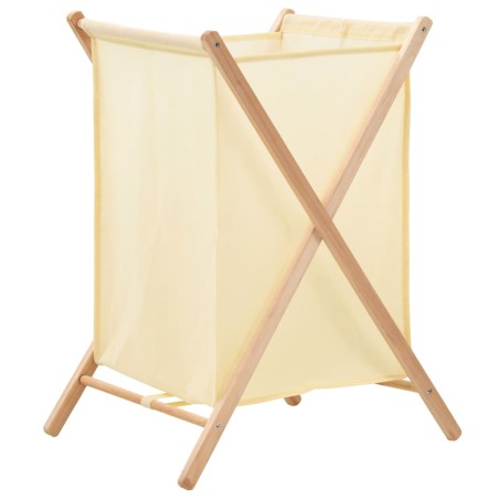 vidaXL Cesto de ropa sucia madera de cedro y tela beige 42x41x64 cm